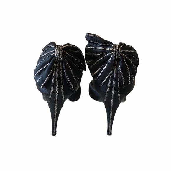 Garolini Bronson Pump Bow Black Silver 8 Vintage - Picture 6 of 13